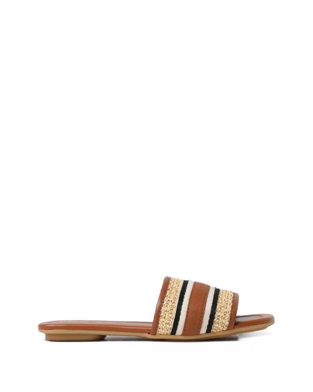 Hogan White Nastro Raffia-Trim Sandals