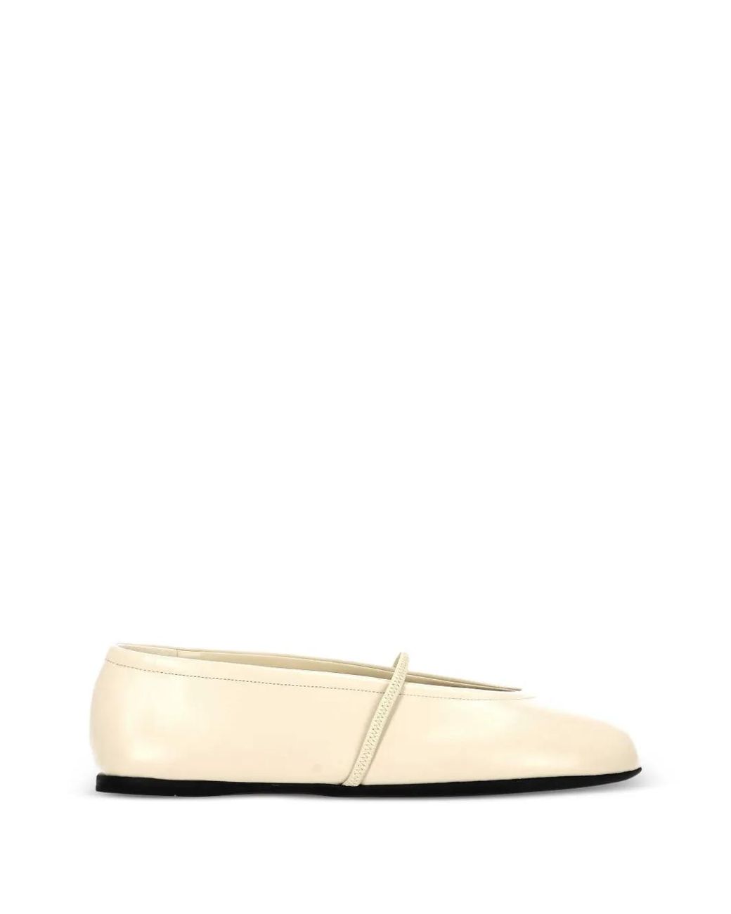 Miu Miu White Elasticated Strap Leather Ballet Flats