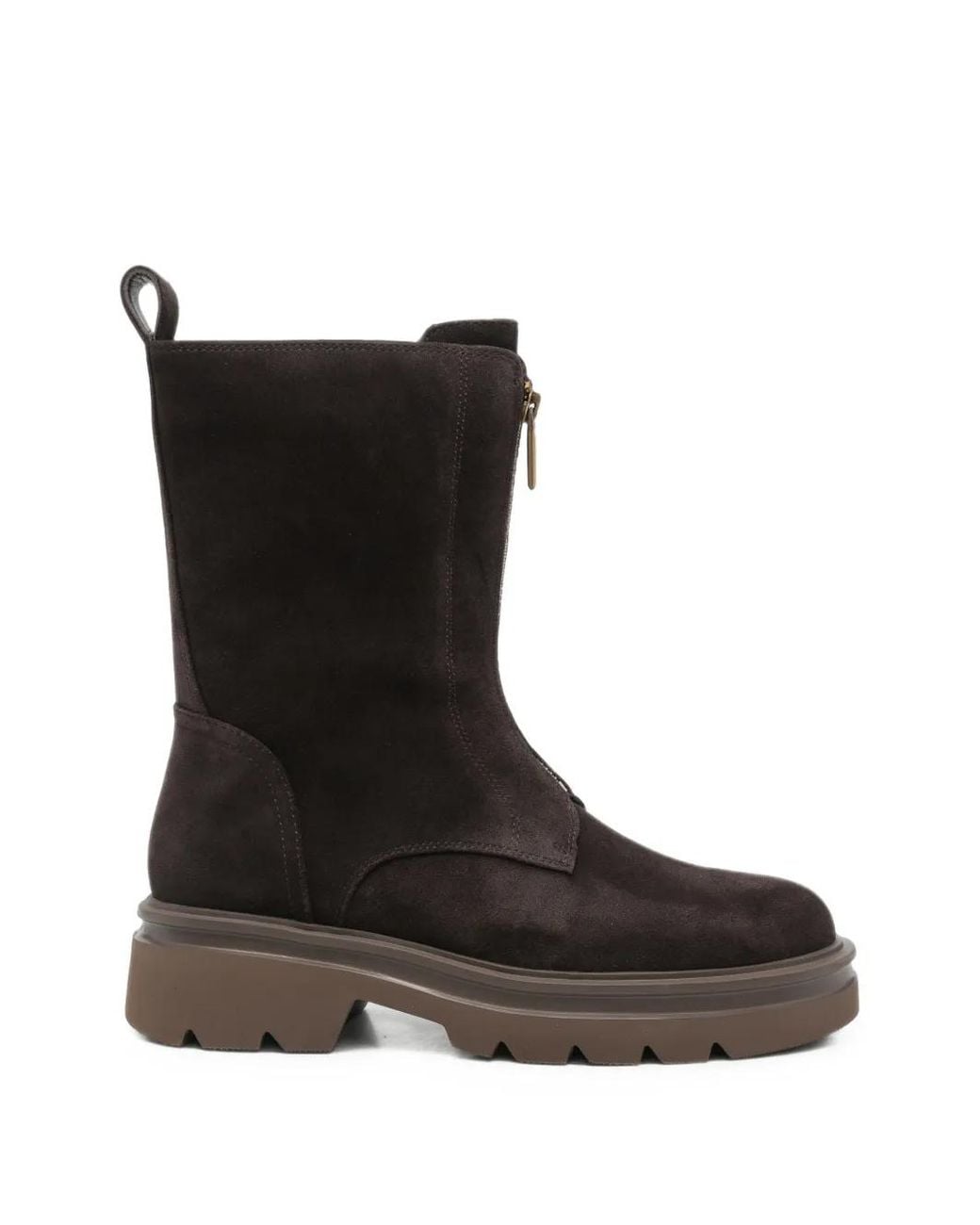 Bruno Premi Black Front-Zip Suede Boots
