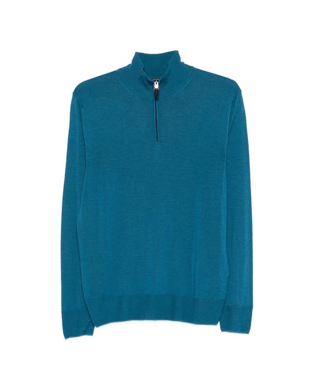 Canali Blue Half-Zip Sweater for men