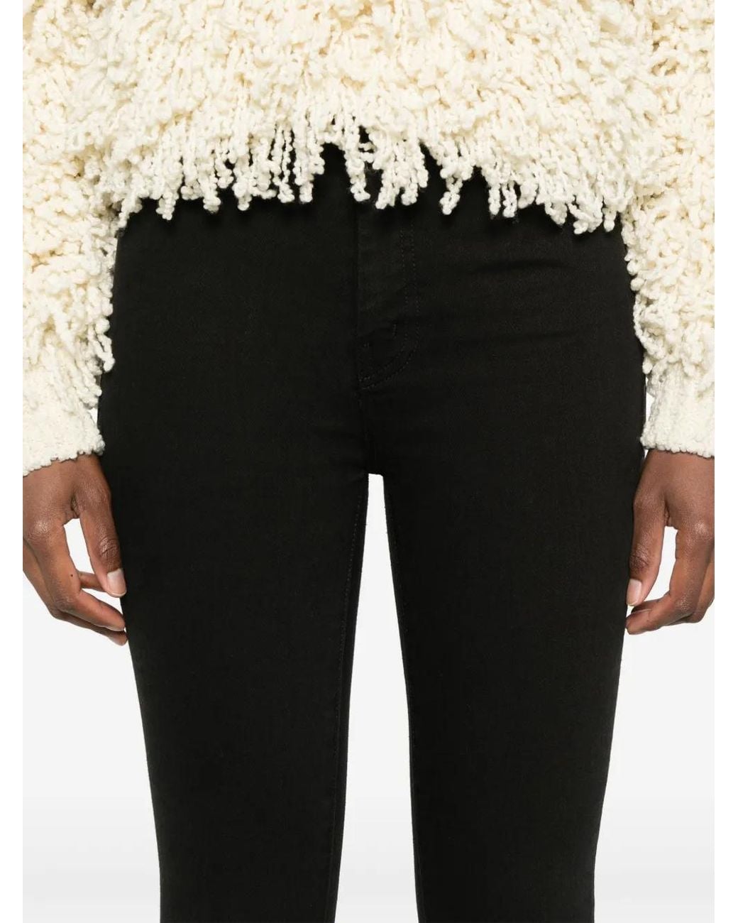 Mother Black High-Rise Flared Skinny Jeans