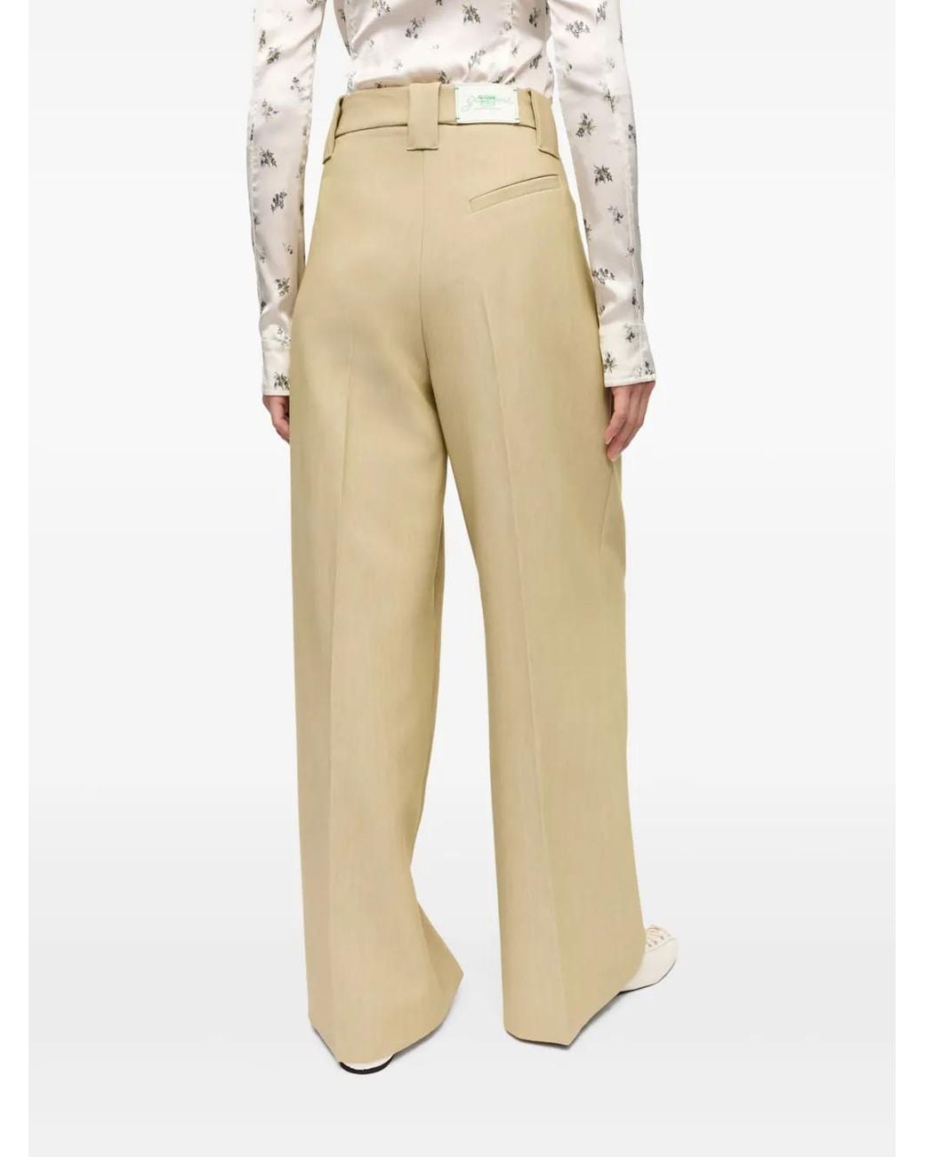 Ganni Natural Appliqué Palazzo Pants