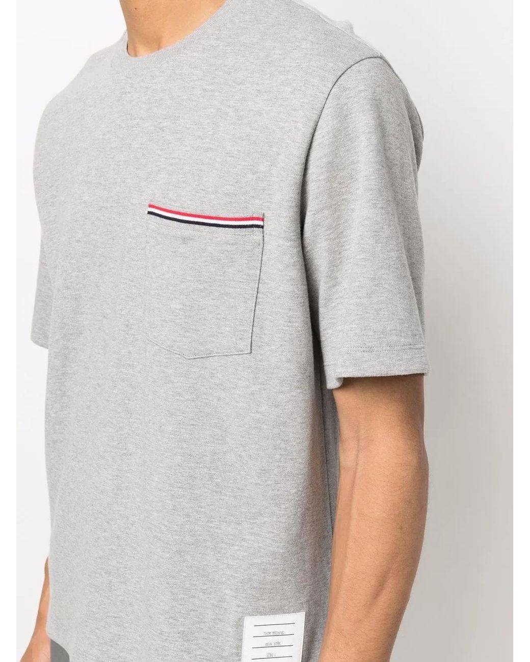 Thom Browne Gray Patch Pocket Cotton T-shirt for men