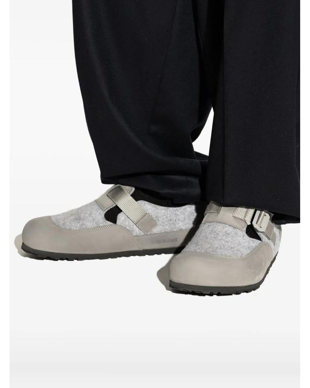Birkenstock White London Nova Buckle-Strap Felt Loafers for men