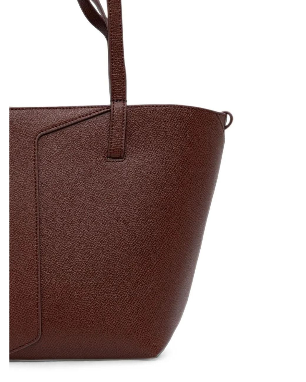 Emporio Armani Brown Grained Leather Tote Bag
