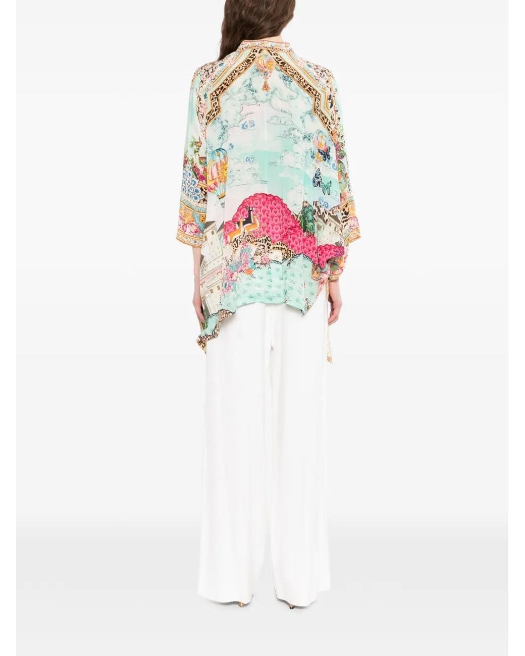 Camilla White Button Scarf Blouse