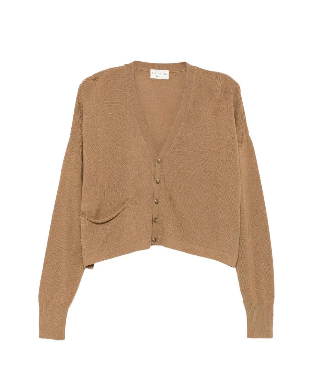 Ma'ry'ya Natural V-Neck Button-Up Cardigan