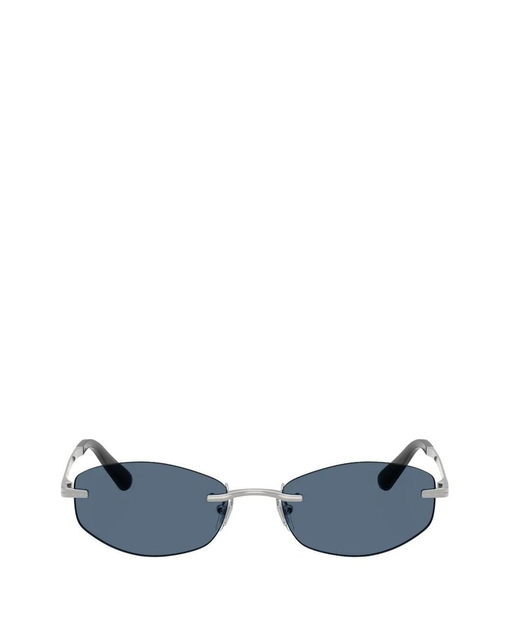 Versace Blue Oval-Frame Rimless Sunglasses