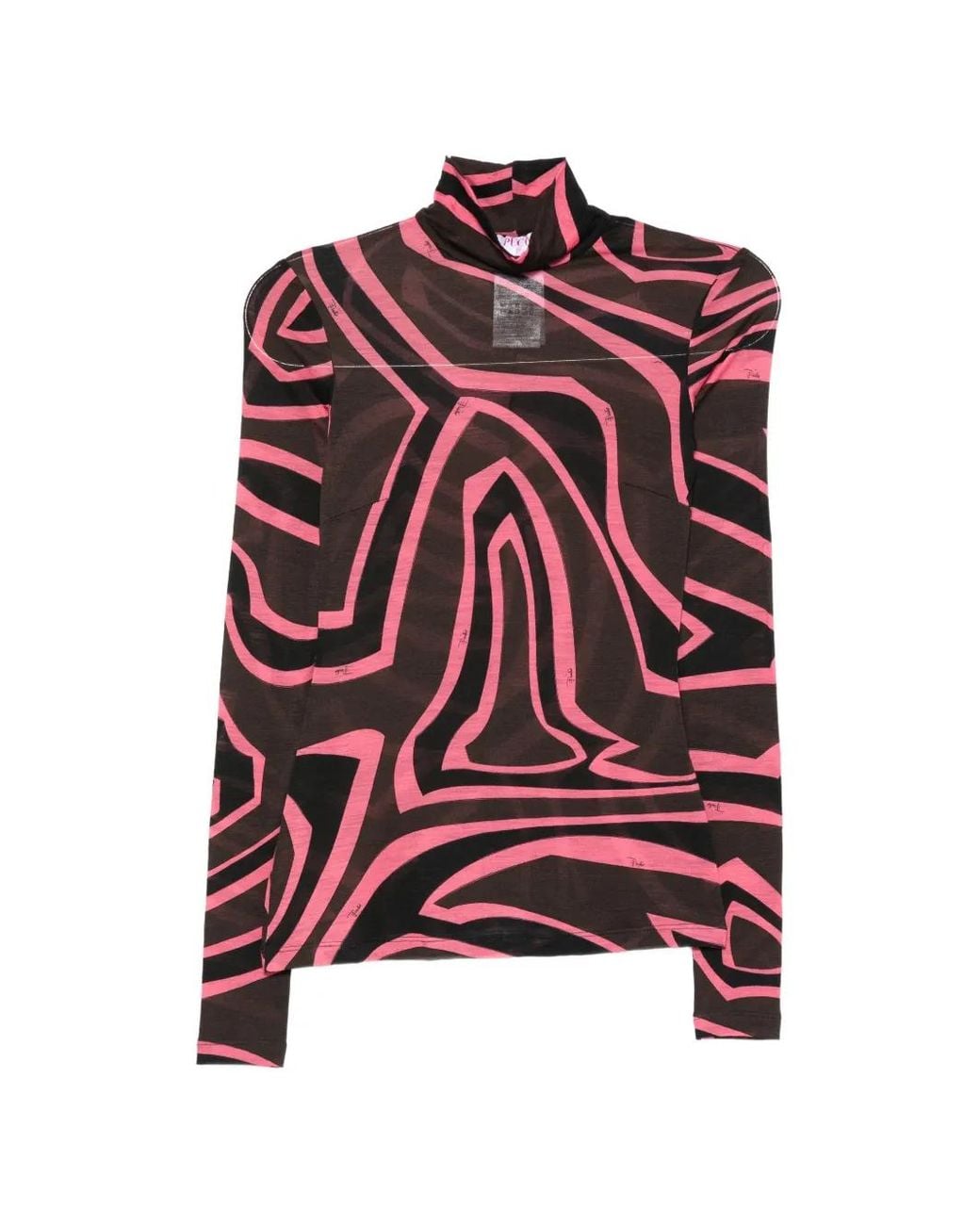 Emilio Pucci Red Iride-Print High-Neck Top