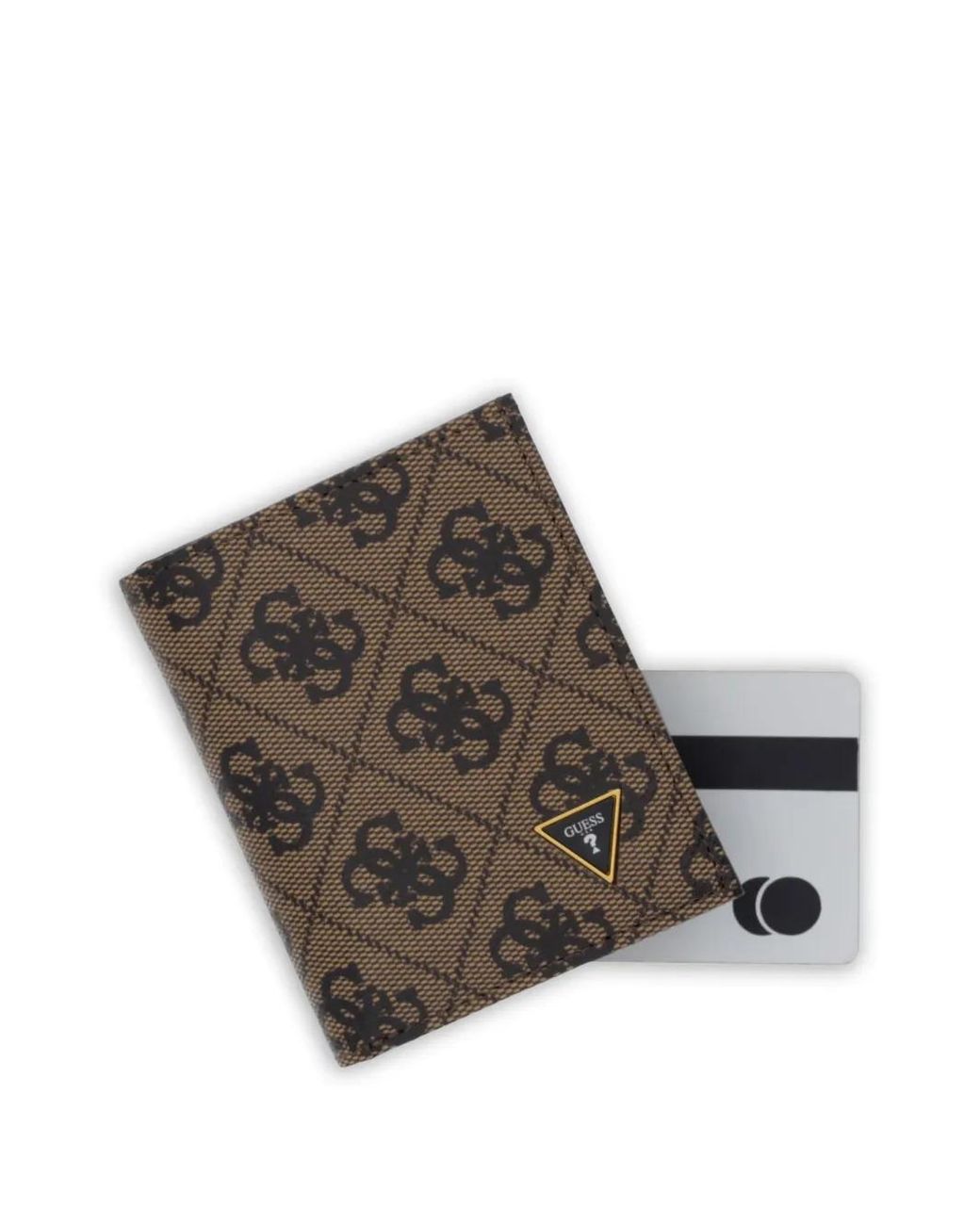 Guess Brown Milano Monogram-Print Logo-Plaque Wallet for men