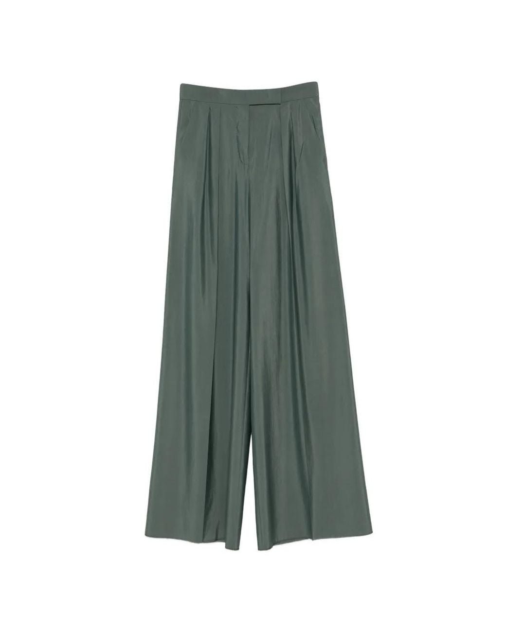 Max Mara Green Wool Wide-Leg Trousers