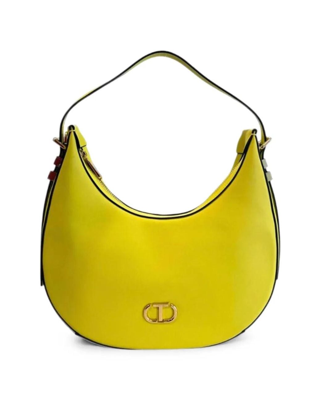 Twinset Yellow Logo-Plaque Curved Shoulder Bag