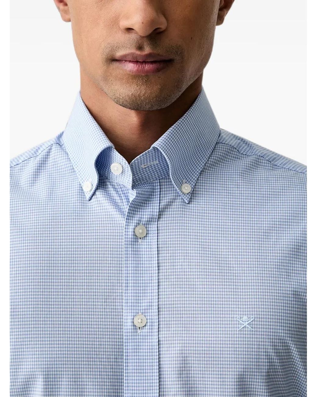 Hackett Blue Gingham-Check Button-Down Shirt for men