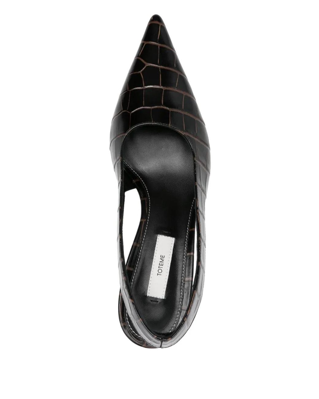 Totême Black Classic Croco-Embossed Slingbacks