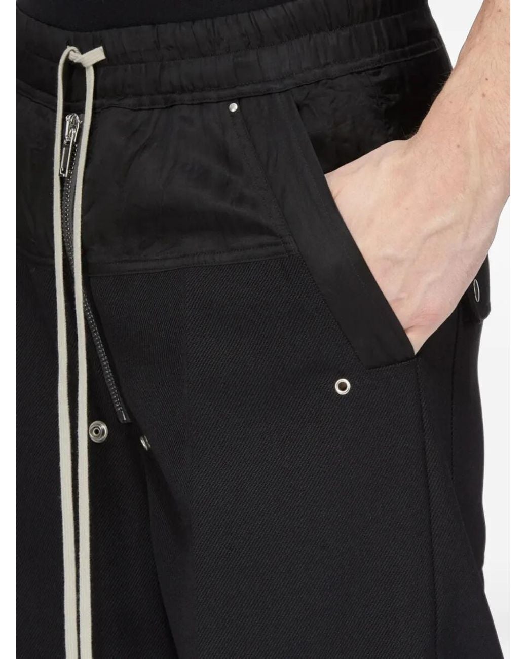 Rick Owens Black Drawstring Wide-Leg Trousers for men