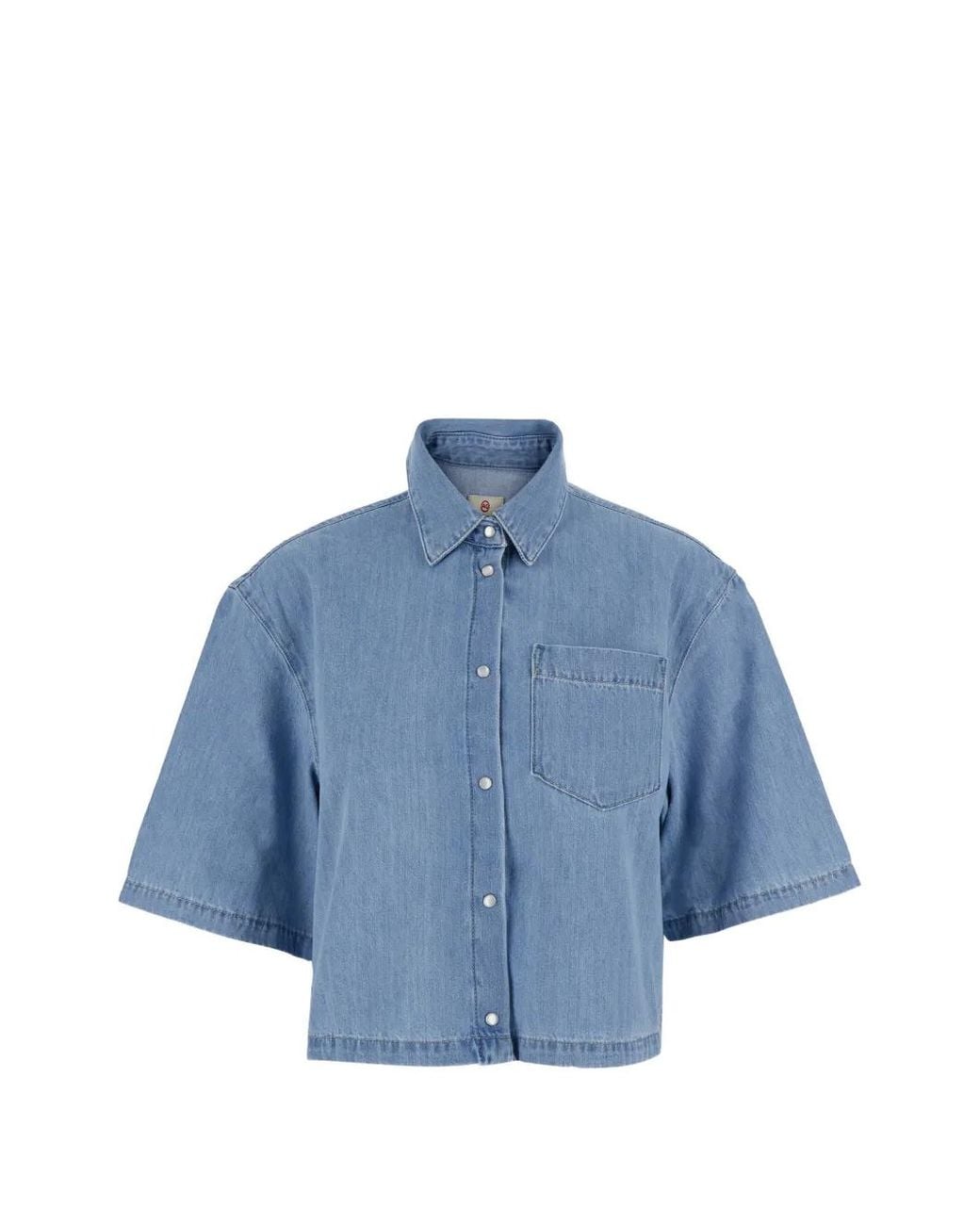 AG Jeans Blue Kodiac Chest-Pocket Crop Shirt