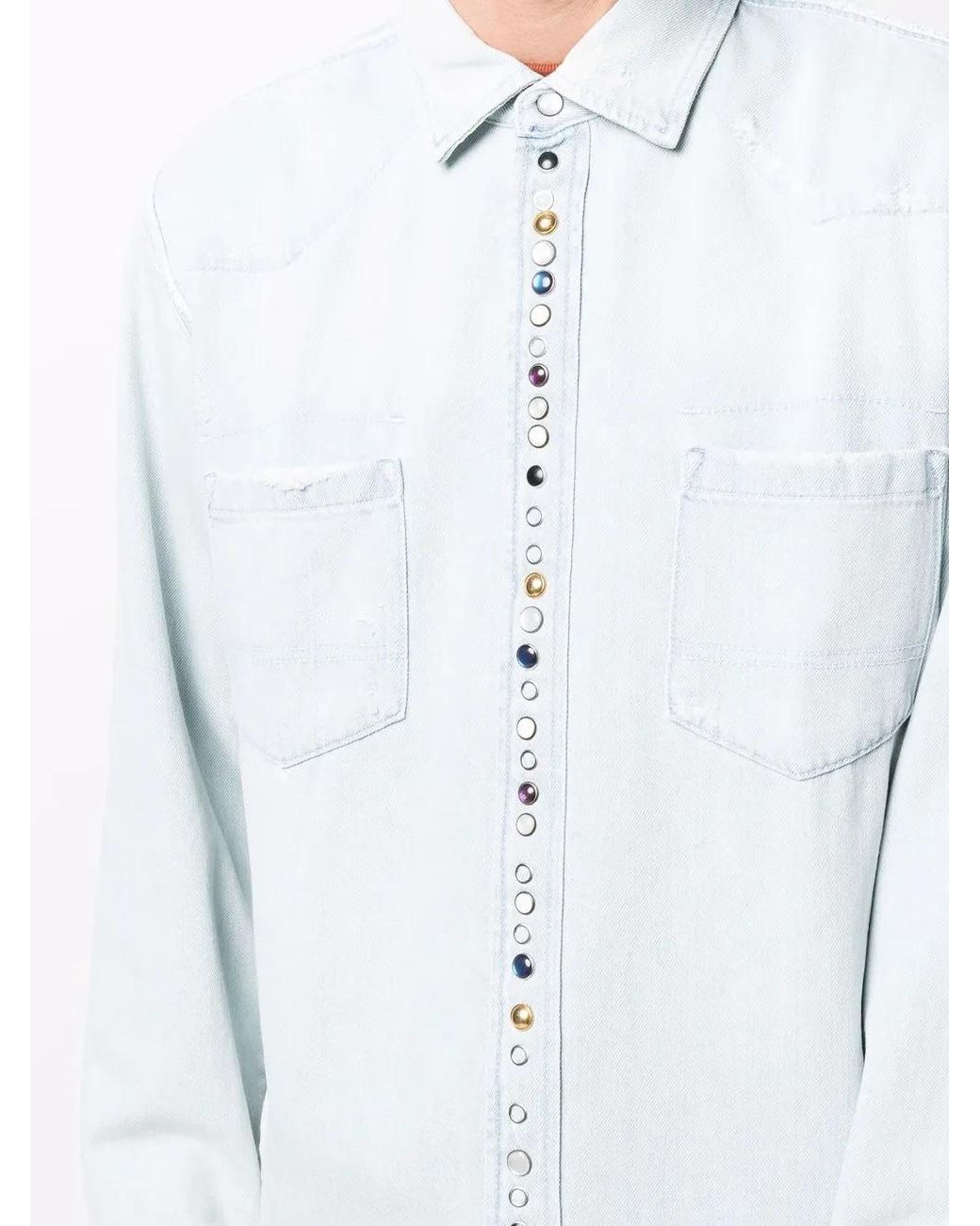 Golden Goose Deluxe Brand Blue Bleached Studded Shirt for men