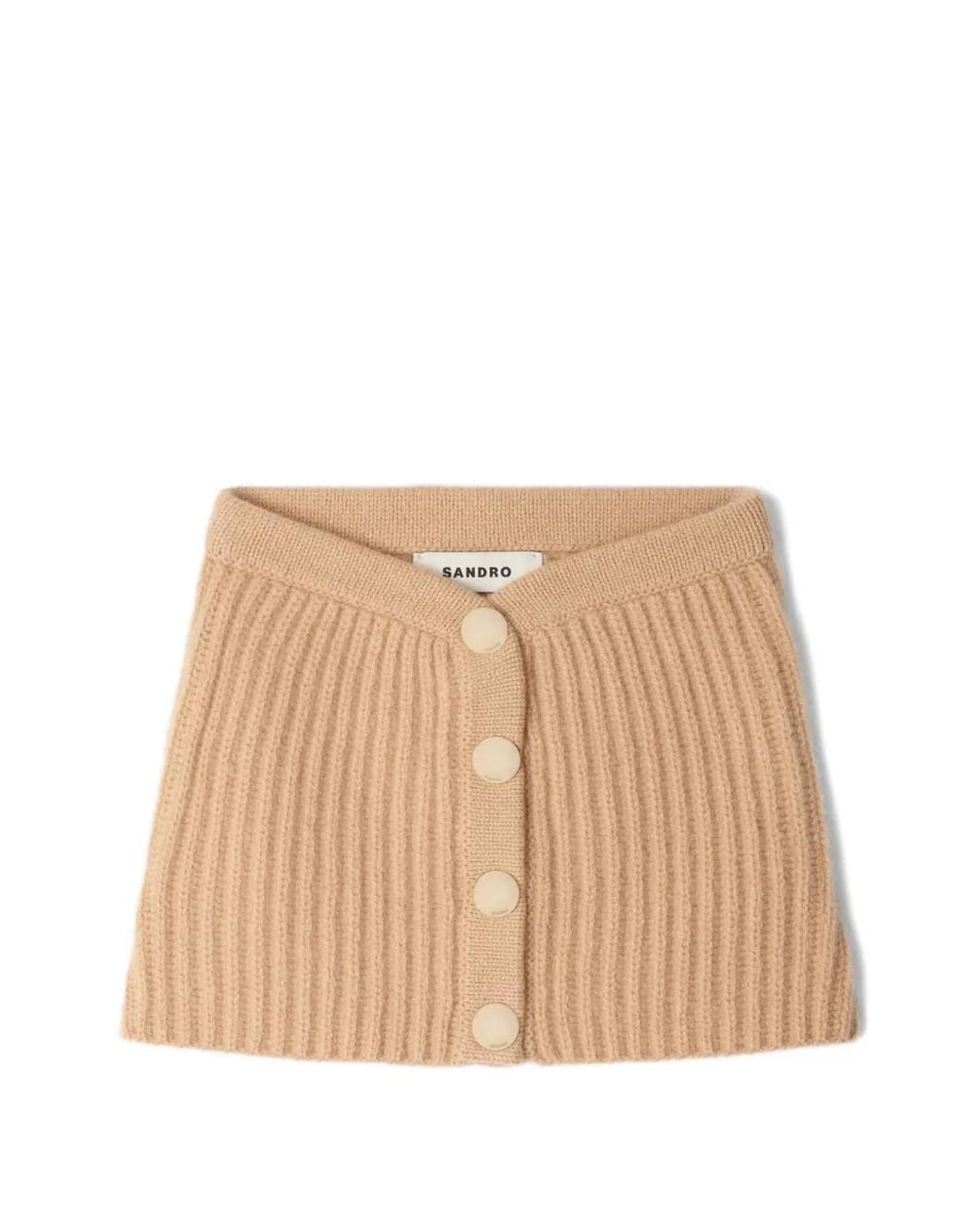 Sandro Natural Ribbed Button-Front Scarf