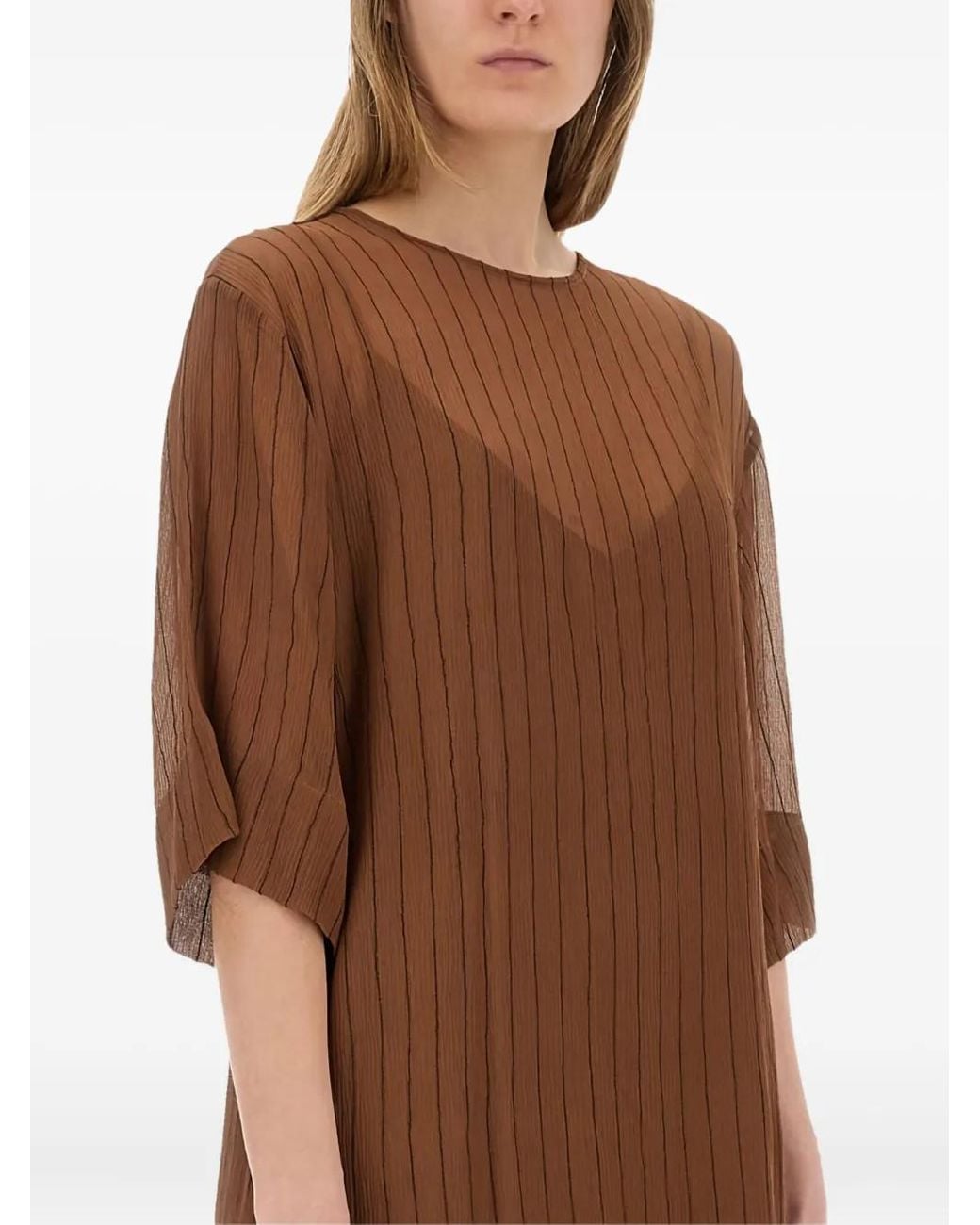 Vestido Midi Con Motivo De Rayas Alysi de color Brown