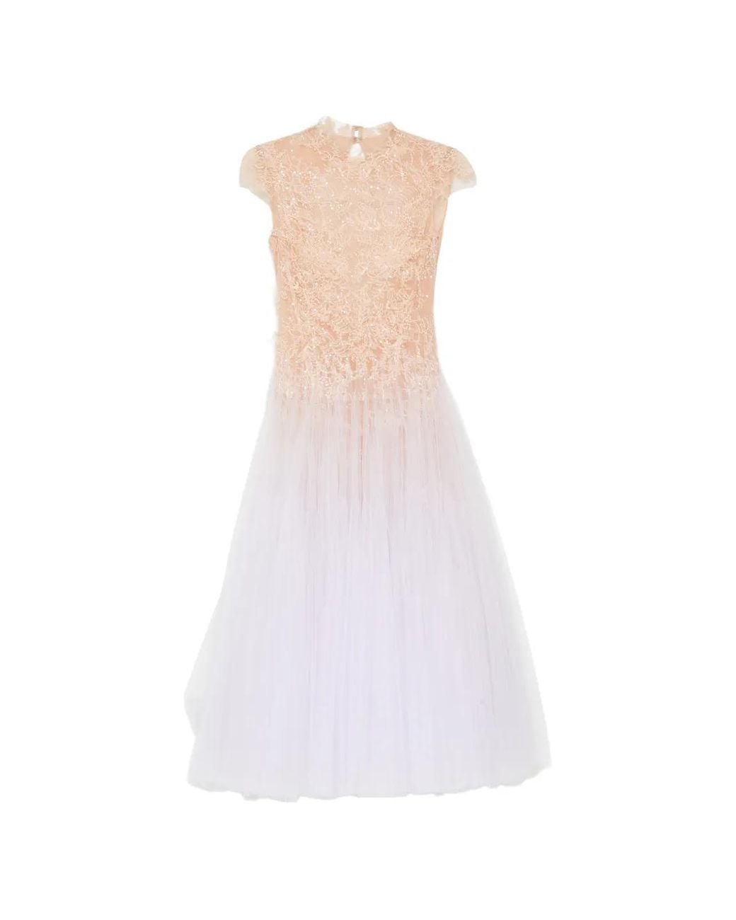 Montsand White Ombre Cut-Out Laced Tulle Dress