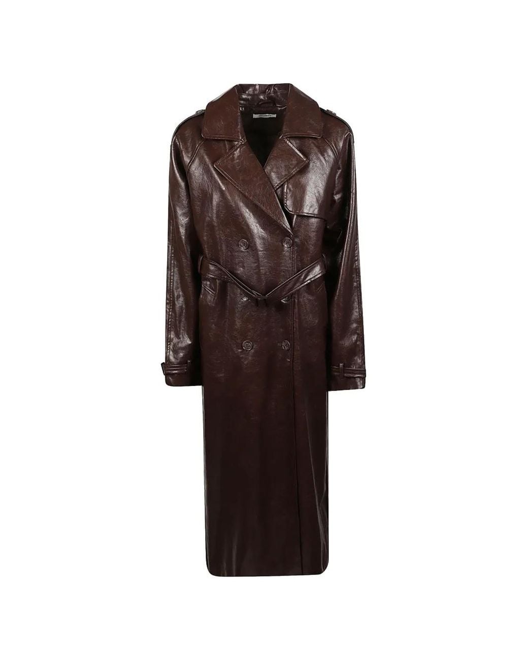 hinnominate Brown Belted Double-Breasted Trench Coat