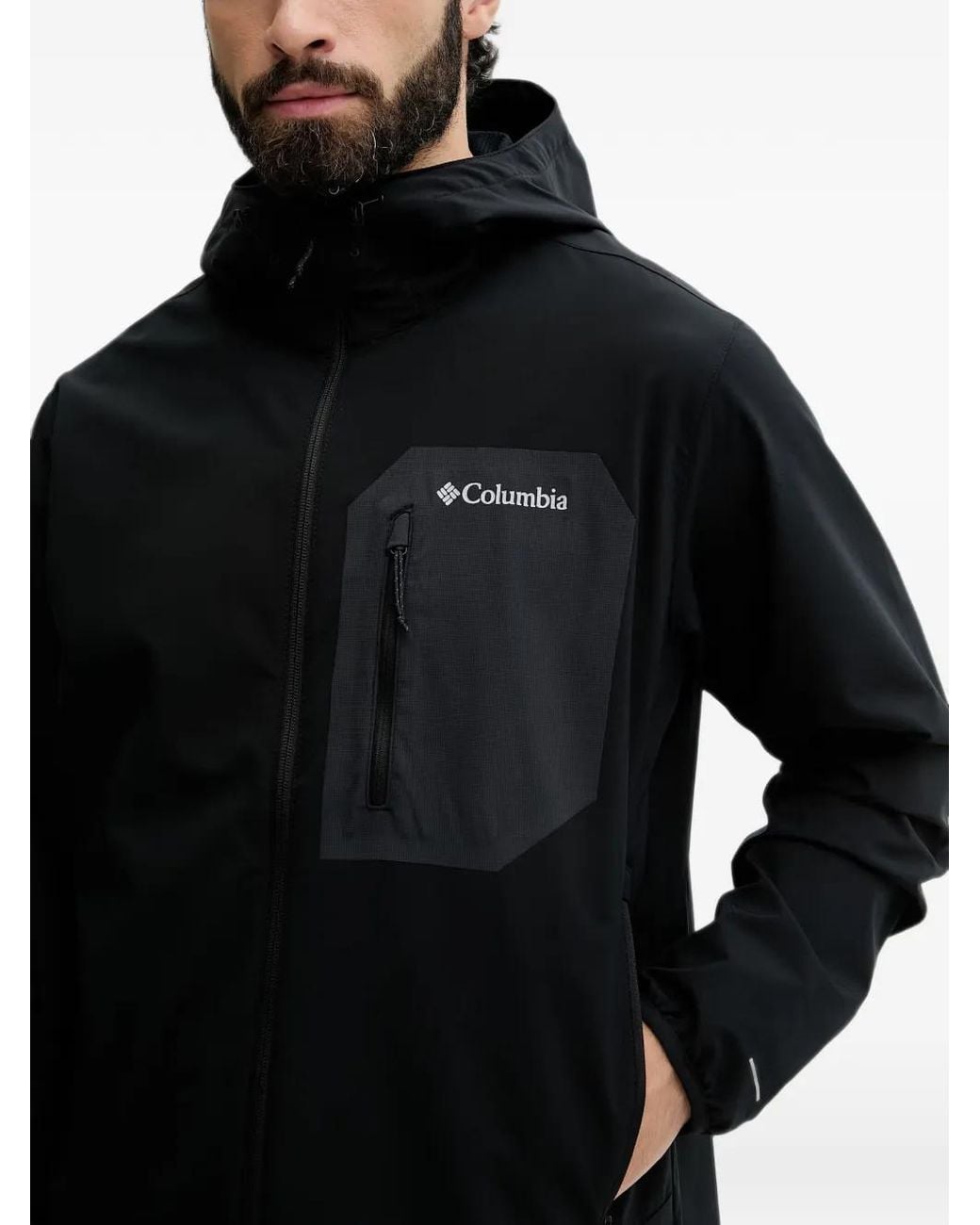 Columbia Black Veste Technique Tall Heights Iii À Capuche Et Logo Imprimé for men
