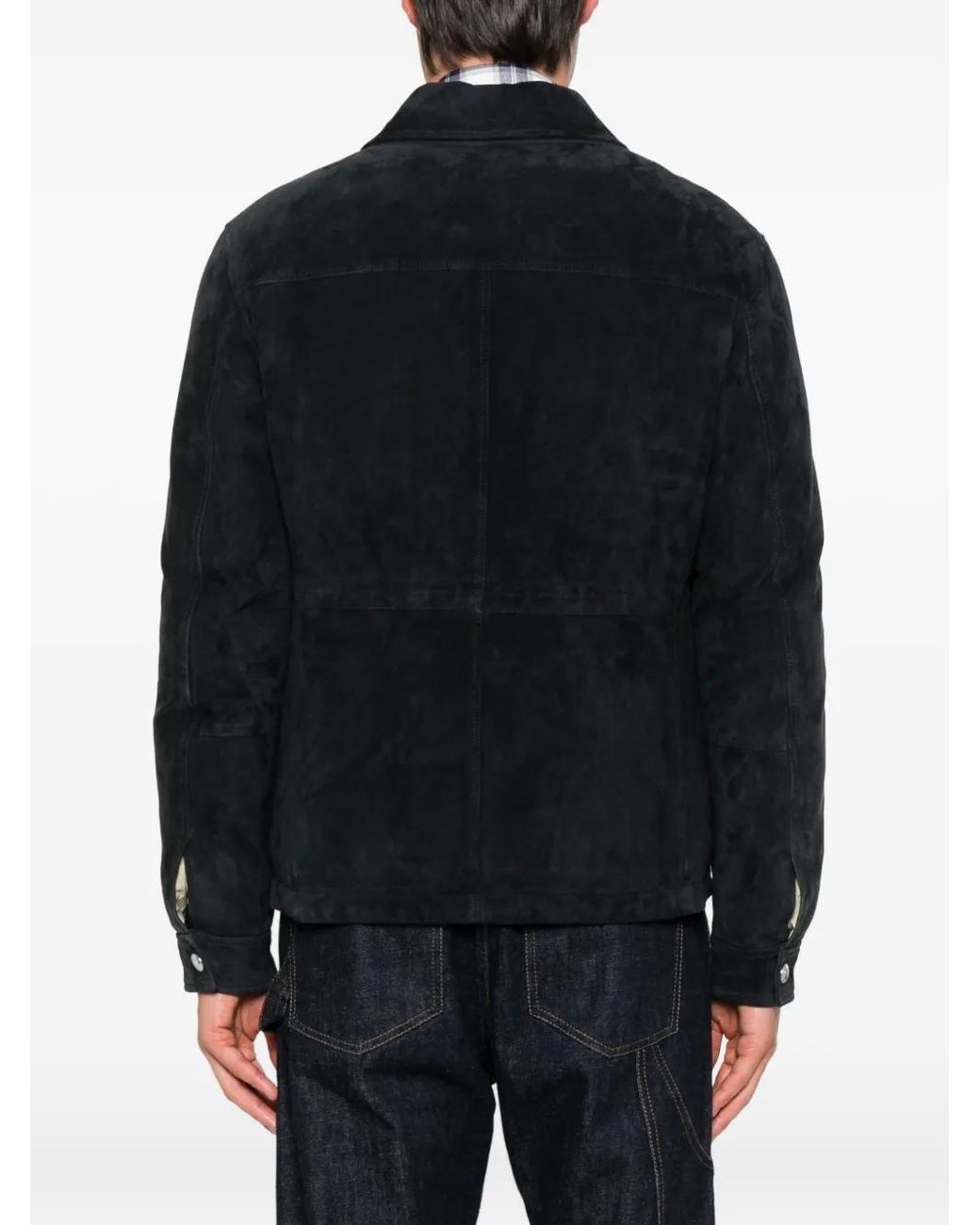 Eleventy Black Flap-Pockets Suede Jacket for men