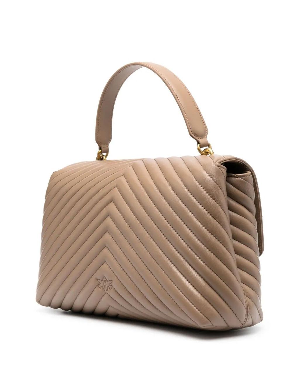 Pinko Natural Large Handbag Lady Love Bag Puff Chevron