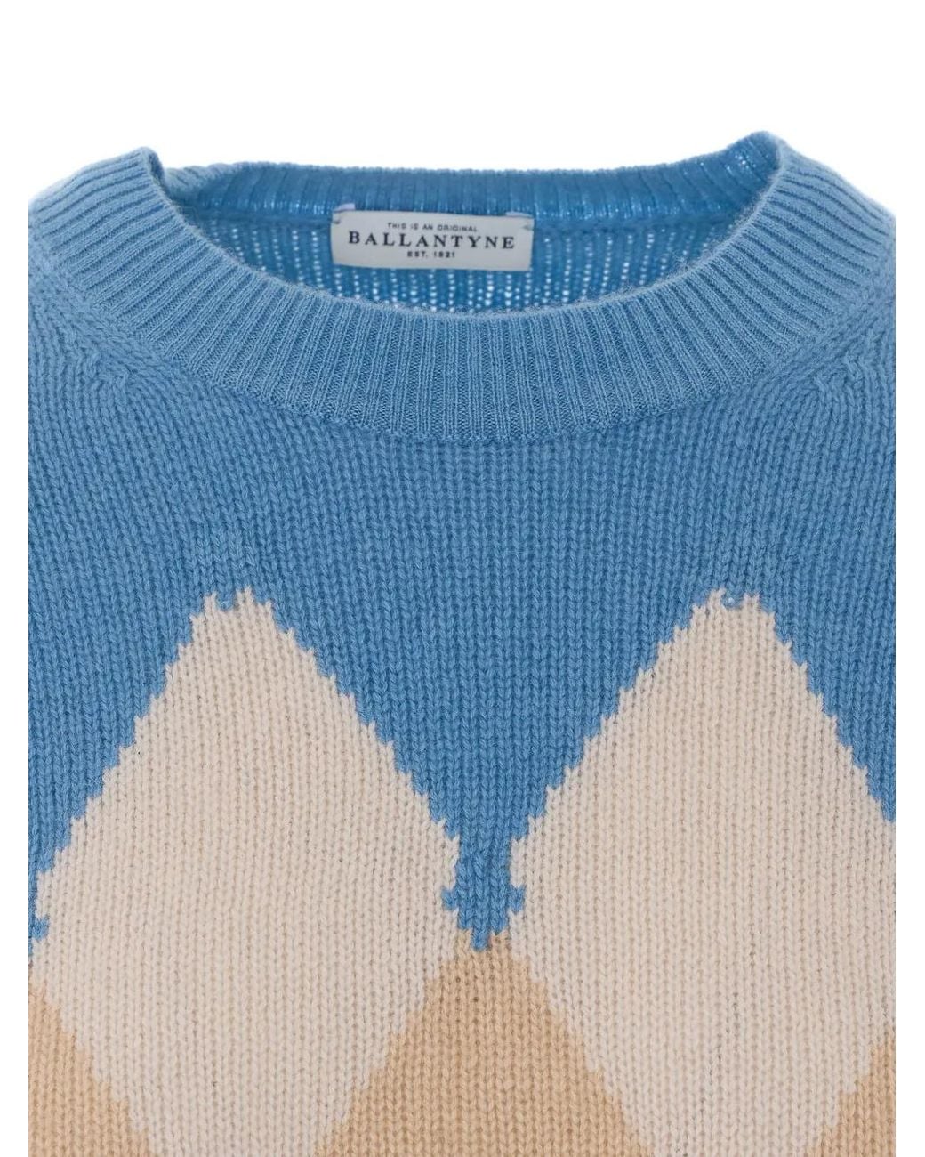 Ballantyne Blue Argyle-Intarsia Sweater