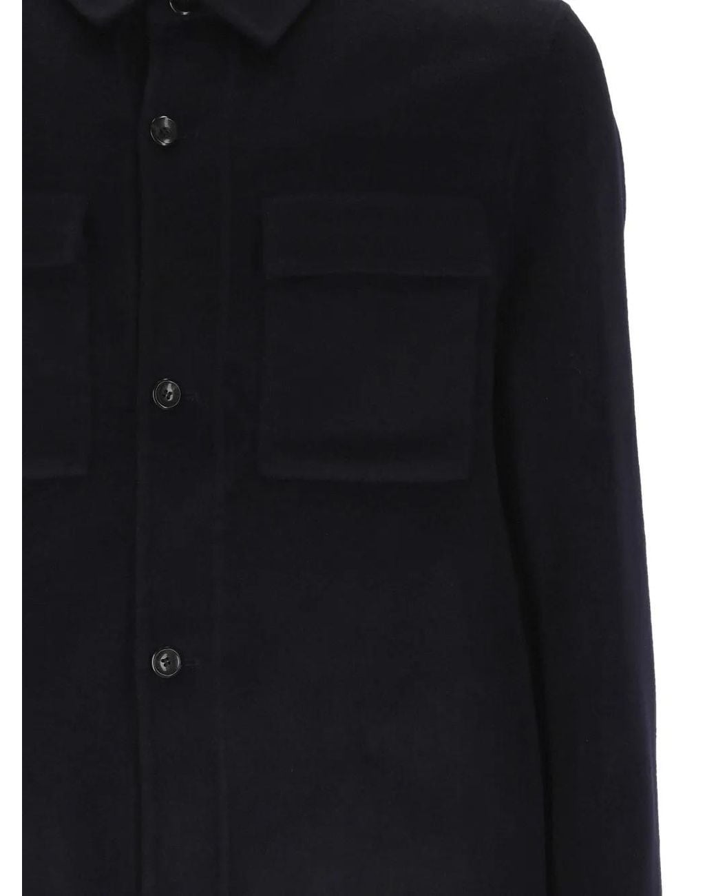 Hōsio Black Button-Up Chest-Pocket Jacket for men