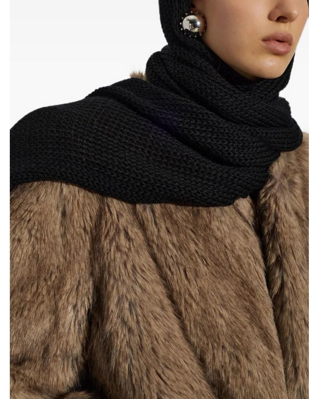 Issey Miyake Black Hooded Chunky-Knit Balaclava