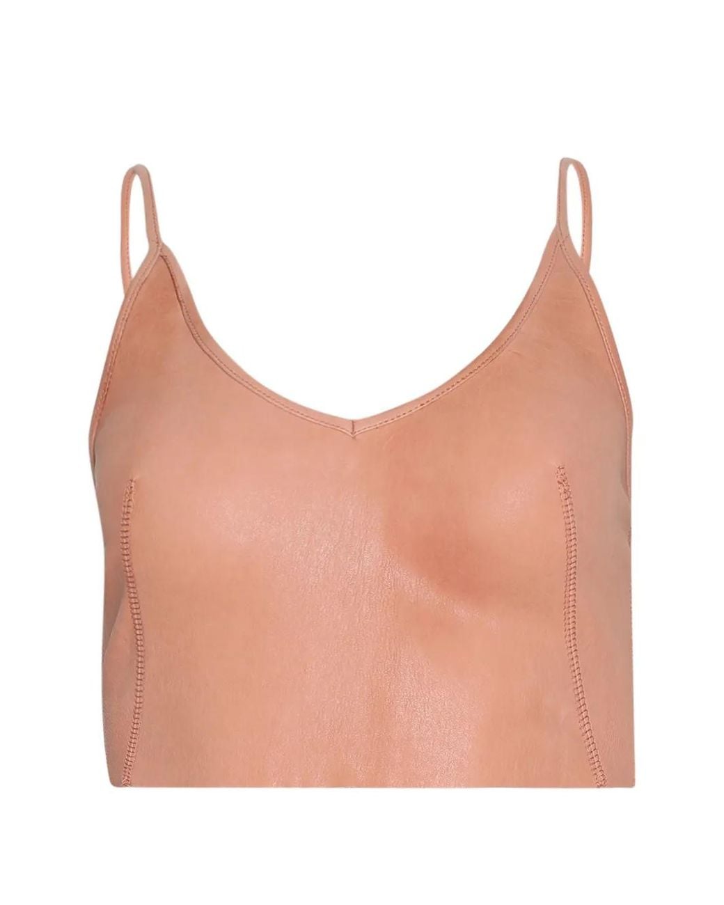 Rick Owens Natural V-Neck Leather Top