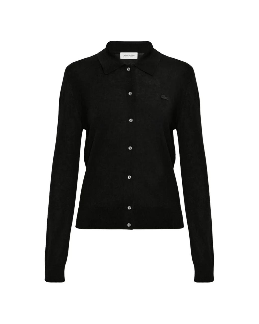 Lacoste Black Diamanté-Button Cashmere-Blend Cardigan