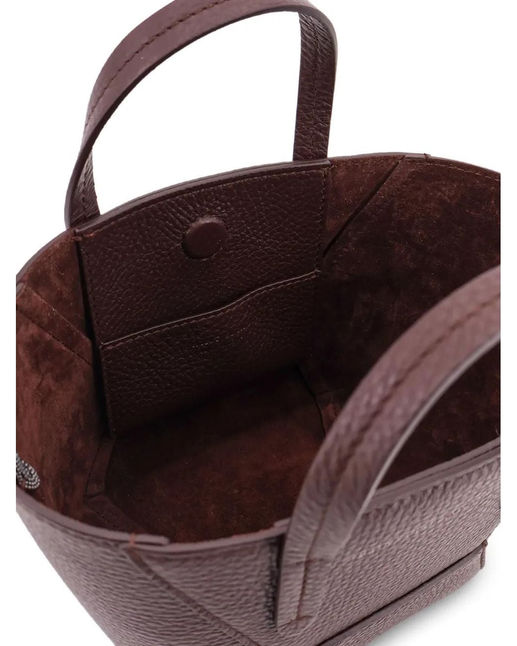 Brunello Cucinelli Brown Bc Duo Textured Top Handle Shoulder Bag