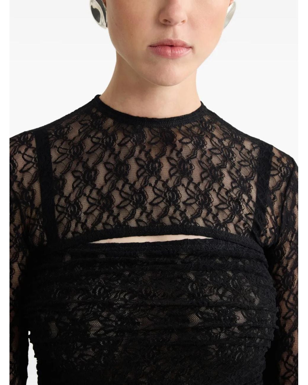 Patou Black Lace Midi Dress