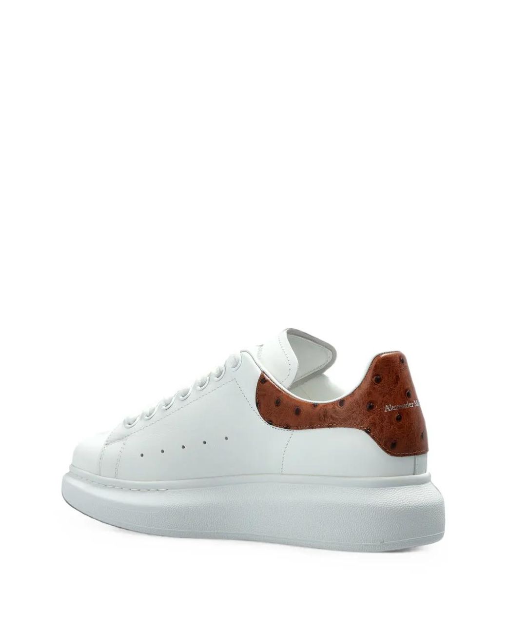 McQueen White Ostrich-Effect Oversized Sneakers