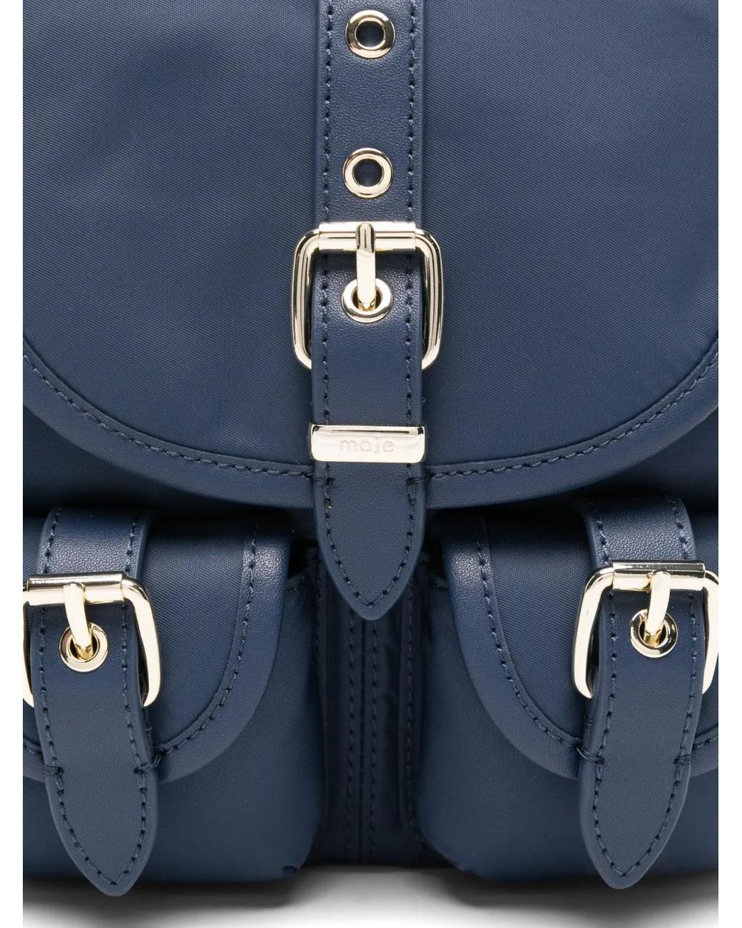 Maje Blue Mini Leather And Nylon Backpack