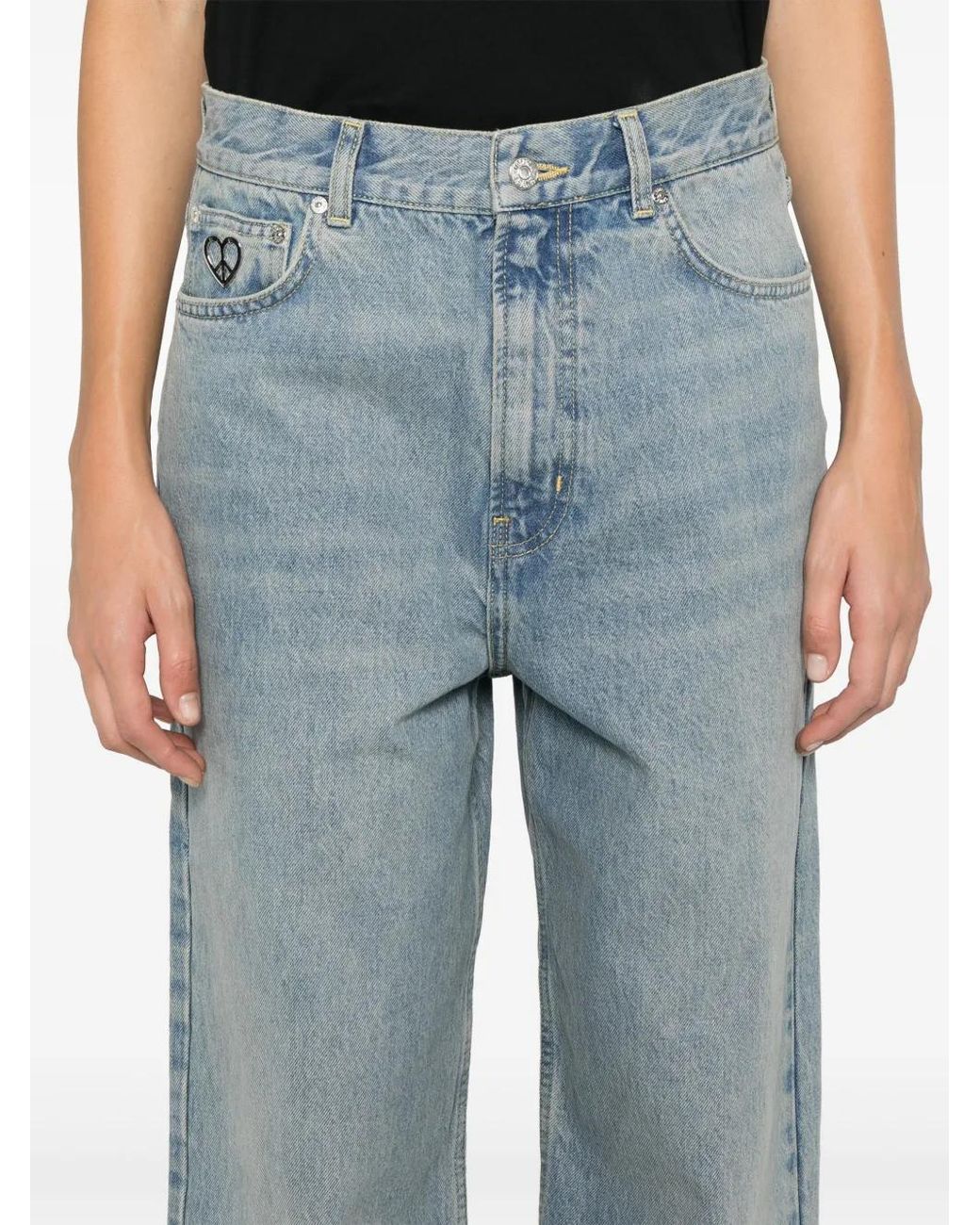 Moschino Blue Logo-Patch Jeans