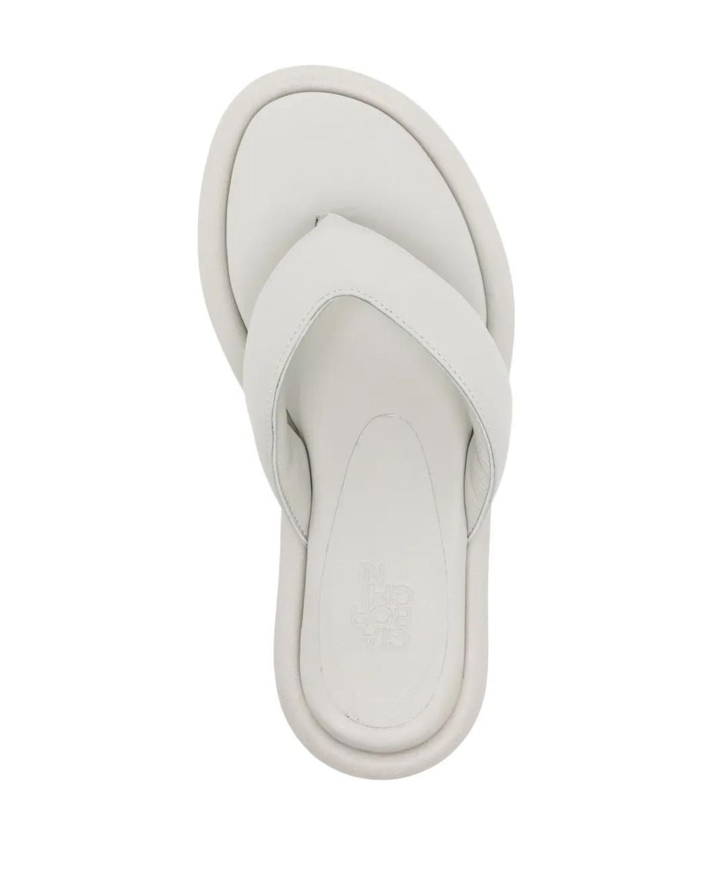Gia Borghini White Padded Leather Flip-Flops