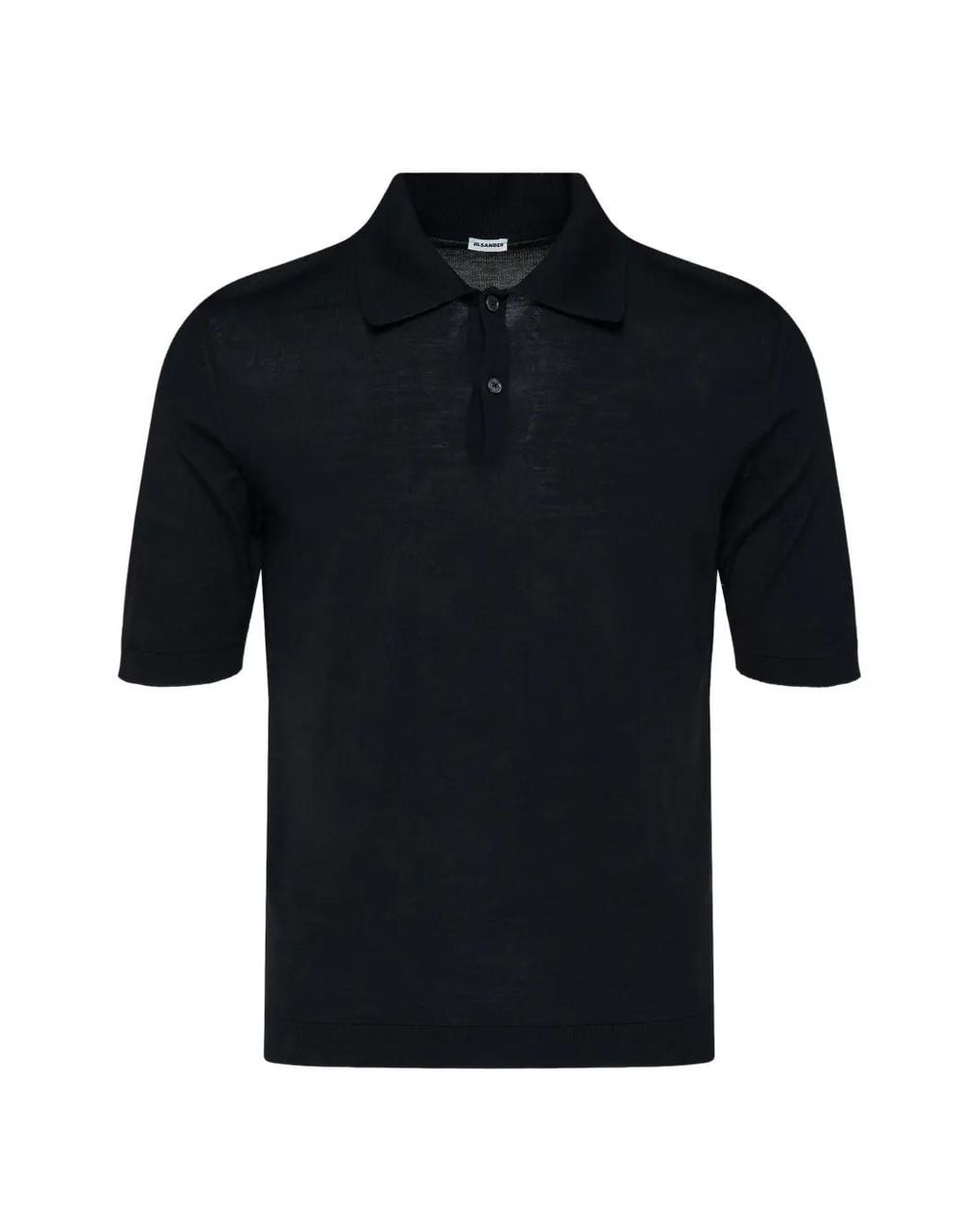 Jil Sander Black Short-Sleeve Knitted Polo Shirt for men