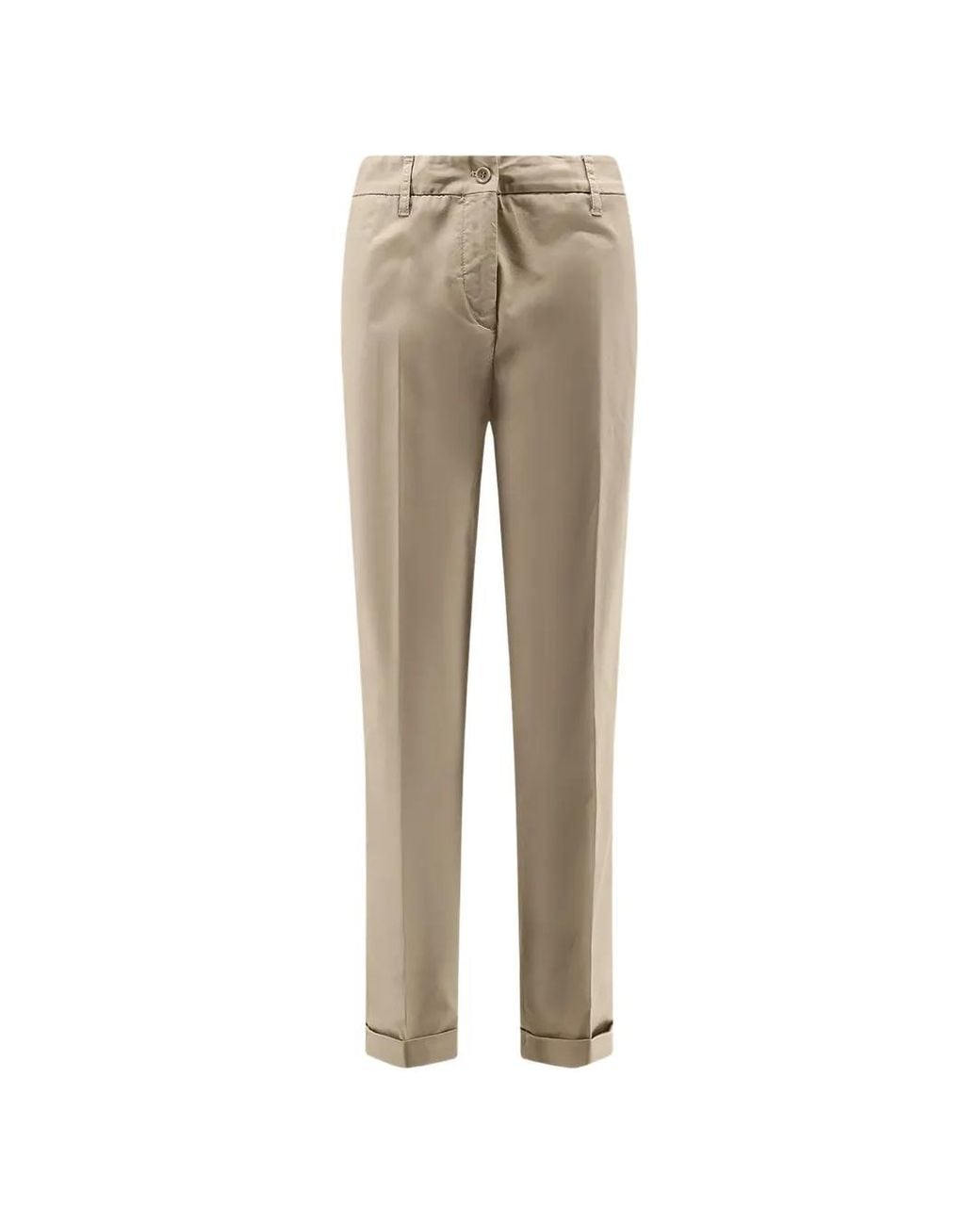 Aspesi Natural Pressed-Crease Turn-Up Trousers