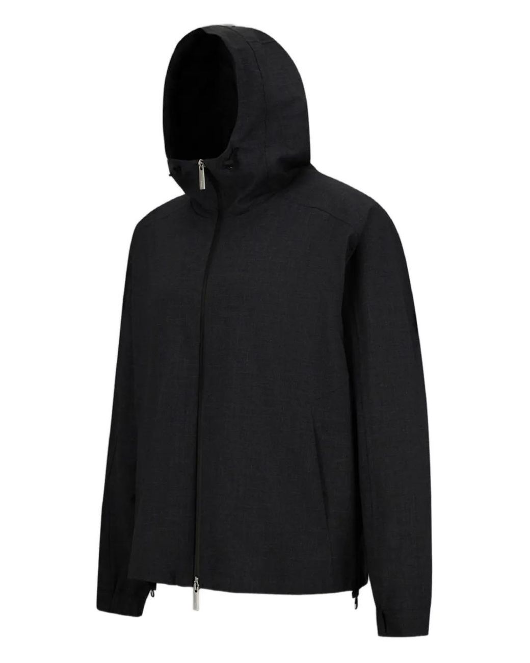 Herno Black Hooded Zip-Front Jacket for men