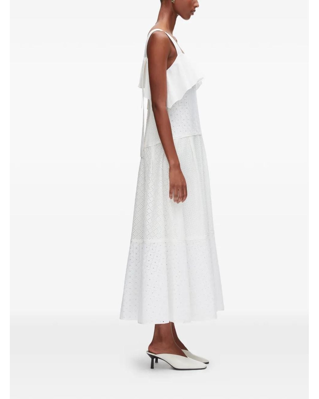 3.1 Phillip Lim White Ruffled Panelled Midi Dress