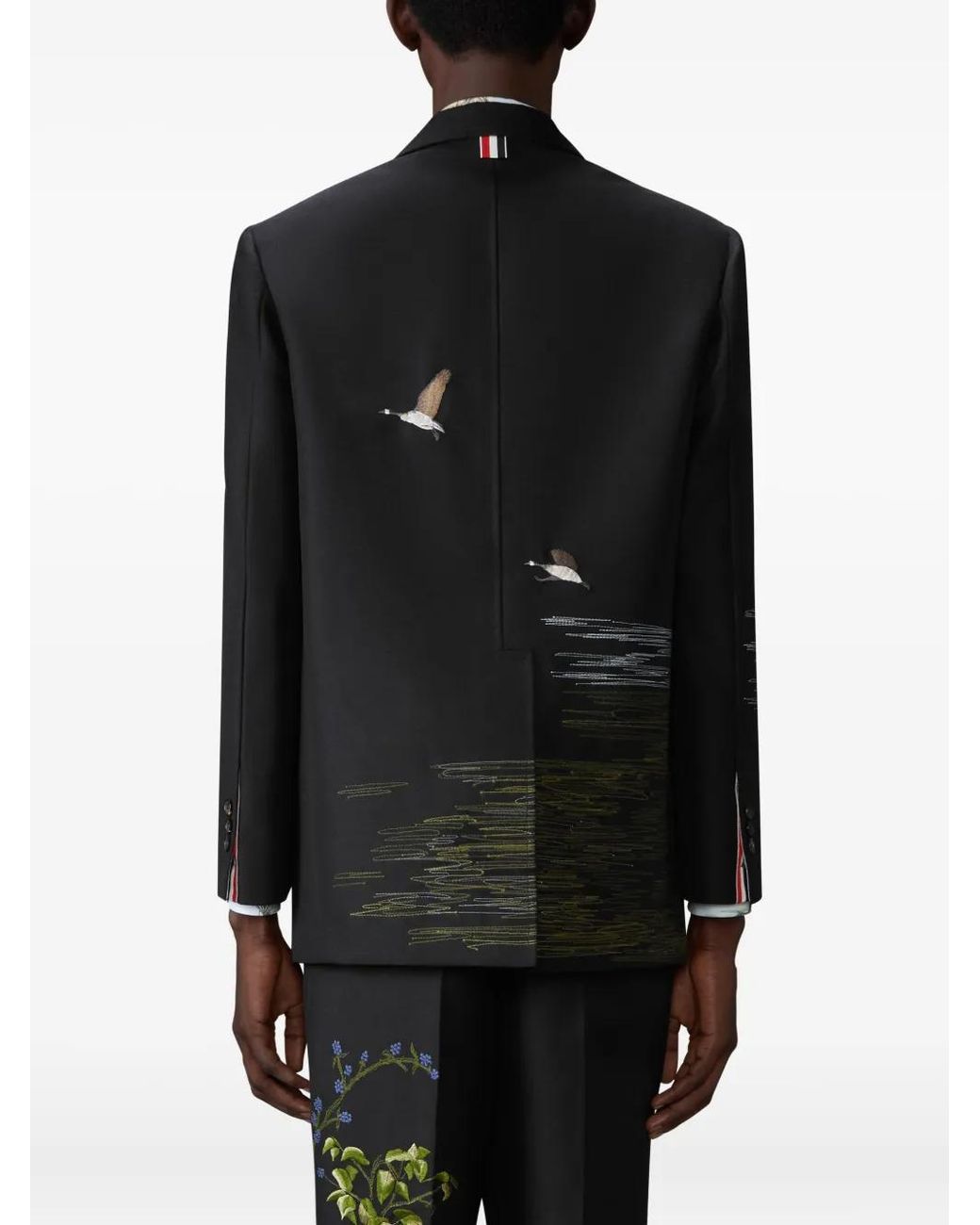Thom Browne Black Embroidered Blazer for men