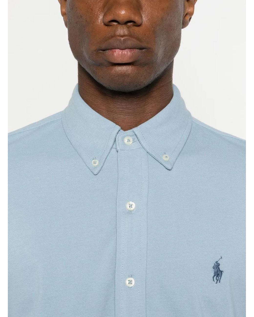 Polo Ralph Lauren Blue Polo Pony-Embroidered Cotton Shirt for men