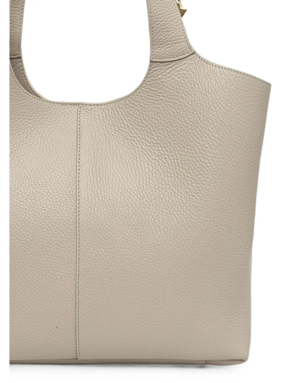 Coccinelle Natural Pebbled Leather Tote Bag