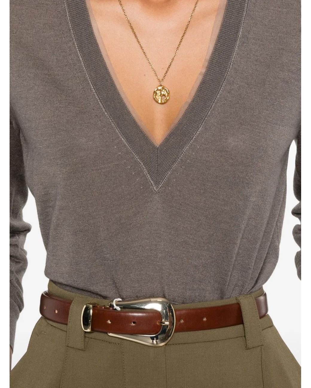Fendi Gray V-Neck T-Shirt