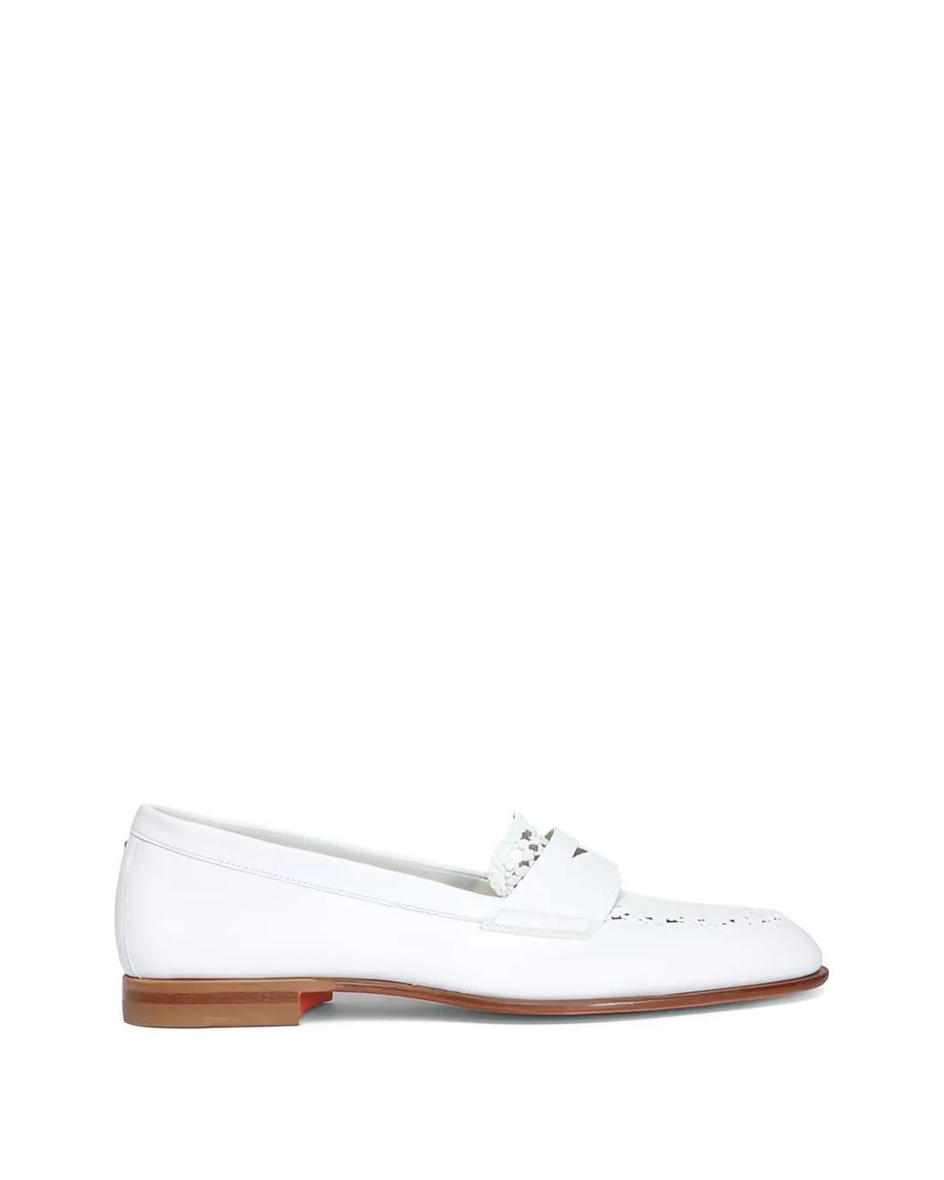 Santoni White Luce Woven-Leather Loafers