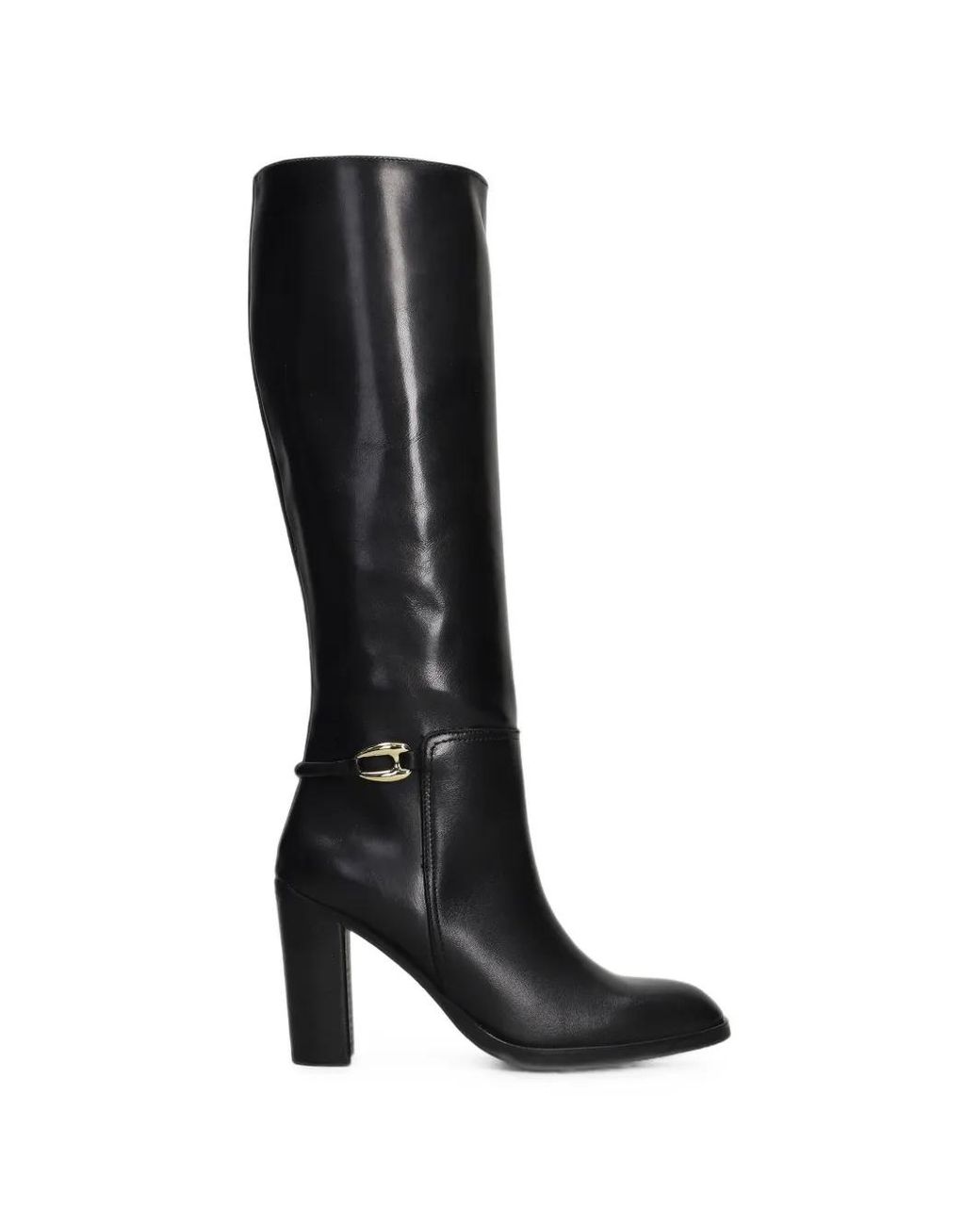 Chantal Black Buckle-Detail Knee-High Boots