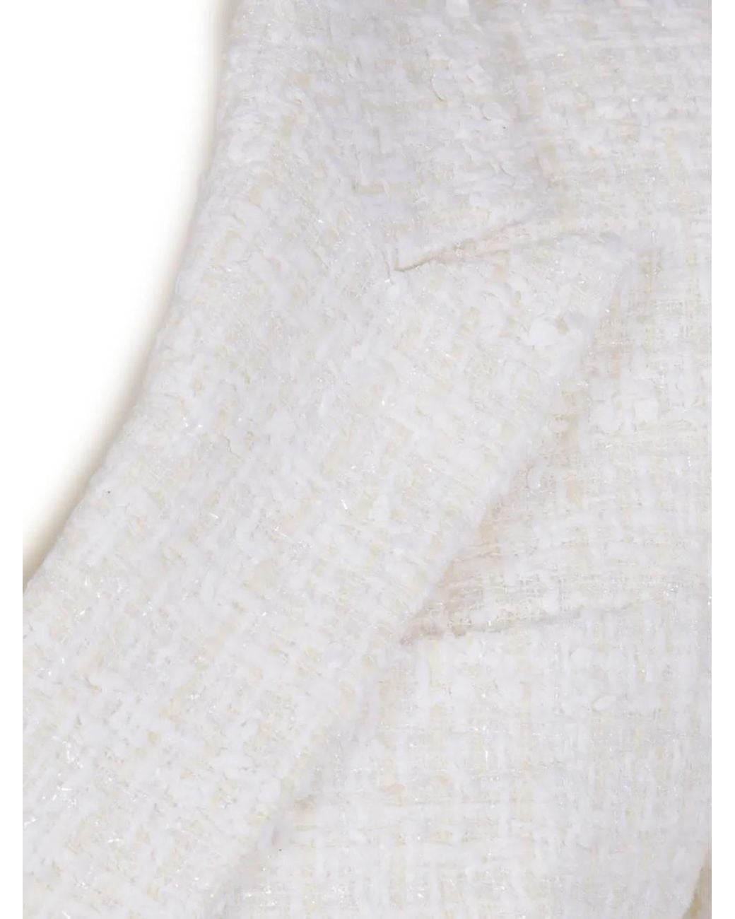 Tagliatore White Tweed Double-Breasted Jacket